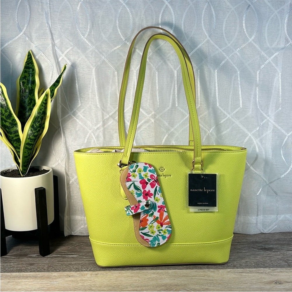 Nanette Lepore Yellow Tote Bag 3 Piece Set